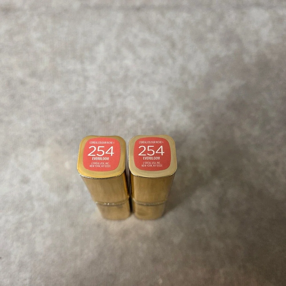 Lot of 2 L'Oreal Colour Riche Lipstick 254 Everbloom Coral Pink Satin Finish